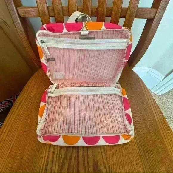 🌈 6/$60, Lancôme White Pink Orange Toiletry Bag Hanger 7” H x 10” W - Picture 3 of 10